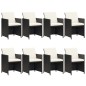 vidaXL Set de comedor de jardín 9 pzas y cojines ratán sintético negro vidaXL Set de comedor de jardín 9 pzas y cojines ratán sintético negro