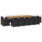 vidaXL Set comedor jardín 15 pzas y cojines ratán sintético negro vidaXL Set comedor jardín 15 pzas y cojines ratán sintético negro