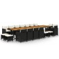 vidaXL Set de comedor jardín 19 pzas con cojines ratán sintético negro