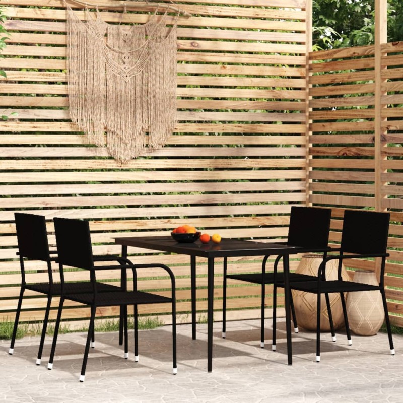 vidaXL Juego de comedor de jardín 5 piezas negro