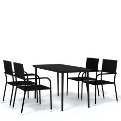 vidaXL Juego de comedor de jardín 5 piezas negro