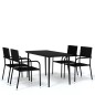 vidaXL Juego de comedor de jardín 5 piezas negro