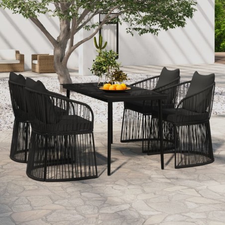 vidaXL Juego de comedor de jardín 5 piezas con cojines negro