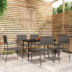 vidaXL Juego de comedor para jardín 7 piezas gris