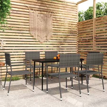 vidaXL Juego de comedor para jardín 7 piezas gris
