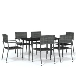 vidaXL Juego de comedor para jardín 7 piezas gris