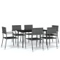 vidaXL Juego de comedor para jardín 7 piezas gris