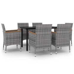 vidaXL Set comedor de jardín 7 pzas y cojines ratán sintético y vidrio