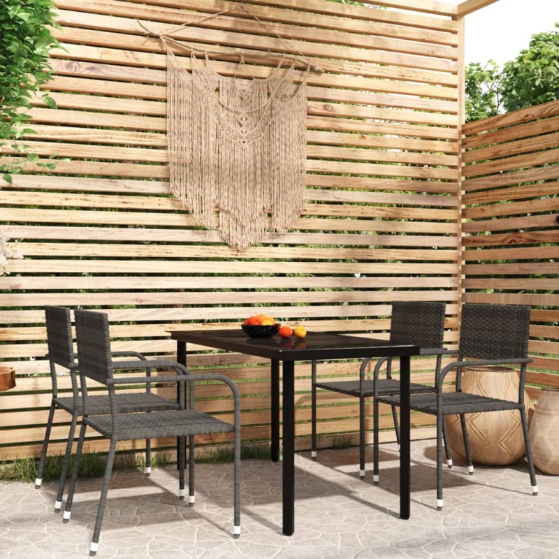 vidaXL Juego de comedor de jardín 5 piezas gris vidaXL Juego de comedor de jardín 5 piezas gris