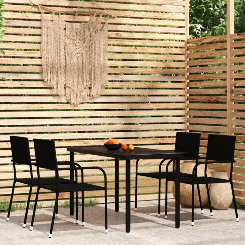 vidaXL Juego de comedor de jardín 5 piezas negro vidaXL Juego de comedor de jardín 5 piezas negro