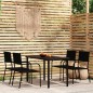 vidaXL Juego de comedor de jardín 5 piezas negro vidaXL Juego de comedor de jardín 5 piezas negro