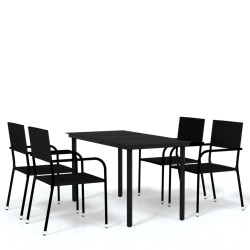 vidaXL Juego de comedor de jardín 5 piezas negro