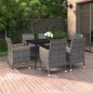 vidaXL Set comedor de jardín 7 pzas y cojines ratán sintético y vidrio vidaXL Set comedor de jardín 7 pzas y cojines ratán sintético y vidrio