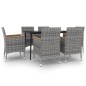 vidaXL Set comedor de jardín 7 pzas y cojines ratán sintético y vidrio vidaXL Set comedor de jardín 7 pzas y cojines ratán sintético y vidrio
