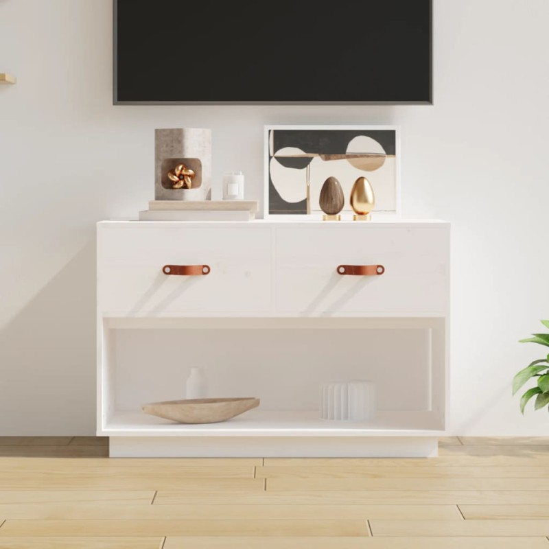 vidaXL Mueble para TV madera maciza de pino blanco 90x40x60 cm vidaXL Mueble para TV madera maciza de pino blanco 90x40x60 cm