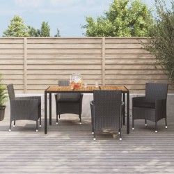 vidaXL Set de muebles jardín 5 pzas con cojines ratán sintético negro