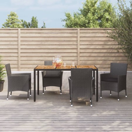 vidaXL Set de muebles jardín 5 pzas con cojines ratán sintético negro