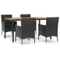 vidaXL Set de muebles jardín 5 pzas con cojines ratán sintético negro vidaXL Set de muebles jardín 5 pzas con cojines ratán sintético negro