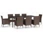 vidaXL Set comedor para jardín 9 pzas y cojines ratán sintético marrón vidaXL Set comedor para jardín 9 pzas y cojines ratán sintético marrón