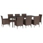 vidaXL Set comedor para jardín 9 pzas y cojines ratán sintético marrón vidaXL Set comedor para jardín 9 pzas y cojines ratán sintético marrón