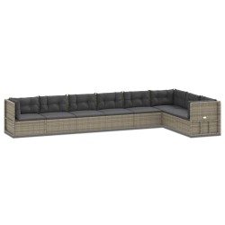 vidaXL Set de muebles de jardín 8 pzas y cojines ratán sintético gris