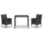 vidaXL Set comedor de jardín 3 pzas con cojines ratán sintético negro