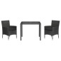 vidaXL Set comedor de jardín 3 pzas con cojines ratán sintético negro