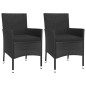 vidaXL Set comedor de jardín 3 pzas con cojines ratán sintético negro