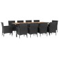 vidaXL Set de comedor jardín 11 pzas con cojines ratán sintético negro vidaXL Set de comedor jardín 11 pzas con cojines ratán sintético negro