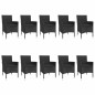vidaXL Set de comedor jardín 11 pzas con cojines ratán sintético negro vidaXL Set de comedor jardín 11 pzas con cojines ratán sintético negro