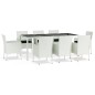 vidaXL Set comedor para jardín 9 pzas y cojines ratán sintético blanco vidaXL Set comedor para jardín 9 pzas y cojines ratán sintético blanco