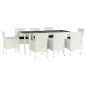 vidaXL Set comedor para jardín 9 pzas y cojines ratán sintético blanco vidaXL Set comedor para jardín 9 pzas y cojines ratán sintético blanco