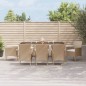 vidaXL Set comedor de jardín 9 pzas con cojines ratán sintético beige vidaXL Set comedor de jardín 9 pzas con cojines ratán sintético beige