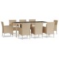 vidaXL Set comedor de jardín 9 pzas con cojines ratán sintético beige vidaXL Set comedor de jardín 9 pzas con cojines ratán sintético beige