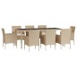 vidaXL Set comedor de jardín 9 pzas con cojines ratán sintético beige vidaXL Set comedor de jardín 9 pzas con cojines ratán sintético beige