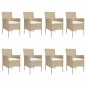 vidaXL Set comedor de jardín 9 pzas con cojines ratán sintético beige vidaXL Set comedor de jardín 9 pzas con cojines ratán sintético beige