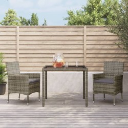 vidaXL Set comedor de jardín 3 piezas con cojines ratán sintético gris