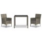 vidaXL Set comedor de jardín 3 piezas con cojines ratán sintético gris vidaXL Set comedor de jardín 3 piezas con cojines ratán sintético gris