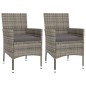 vidaXL Set comedor de jardín 3 piezas con cojines ratán sintético gris vidaXL Set comedor de jardín 3 piezas con cojines ratán sintético gris