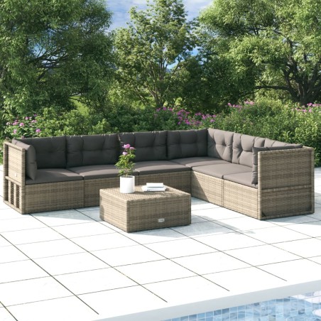 vidaXL Set de muebles de jardín 6 pzas y cojines ratán sintético gris