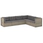 vidaXL Set de muebles de jardín 6 pzas y cojines ratán sintético gris vidaXL Set de muebles de jardín 6 pzas y cojines ratán sintético gris