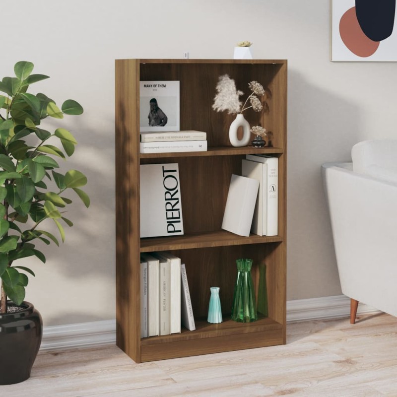 vidaXL Estantería de madera contrachapada roble marrón 60x24x109cm vidaXL Estantería de madera contrachapada roble marrón 60x24x109cm