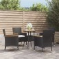 vidaXL Mesita y sillas jardín 5 pzas y cojines ratán sintético negro vidaXL Mesita y sillas jardín 5 pzas y cojines ratán sintético negro