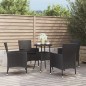 vidaXL Mesita y sillas jardín 5 pzas y cojines ratán sintético negro vidaXL Mesita y sillas jardín 5 pzas y cojines ratán sintético negro