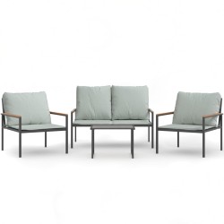 vidaXL Juego muebles de jardín 4 pzas y cojines acero gris antracita