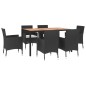 vidaXL Set de comedor de jardín 7 pzas y cojines ratán sintético negro vidaXL Set de comedor de jardín 7 pzas y cojines ratán sintético negro