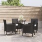 vidaXL Mesita y sillas jardín 5 pzas y cojines ratán sintético negro vidaXL Mesita y sillas jardín 5 pzas y cojines ratán sintético negro