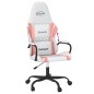 vidaXL Silla gaming cuero sintético blanco y rosa