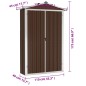 vidaXL Cobertizo de jardín acero galvanizado marrón 116x45x175 cm vidaXL Cobertizo de jardín acero galvanizado marrón 116x45x175 cm