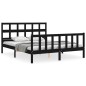 vidaXL Estructura de cama con cabecero madera maciza negro 160x200 cm vidaXL Estructura de cama con cabecero madera maciza negro 160x200 cm